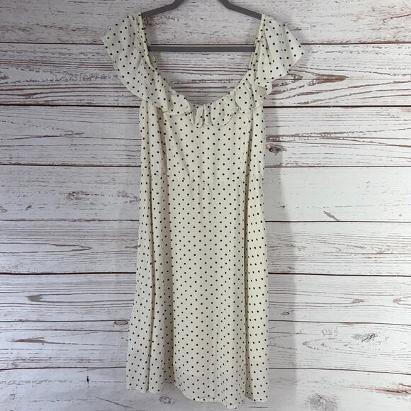 Old Navy Women's Ivory Black Dot Ruffle Cami Dress Size Large - Picture 1 of 11